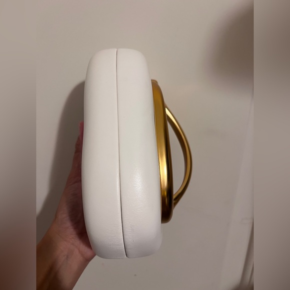 Zara Cream Gold Womens Hard Clutch Purse Box Crossbody Metallic Formal Wedding - Picture 5 of 11